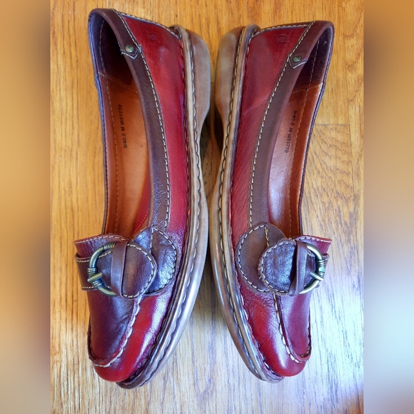 BORN Women's Mindy Brown/Burgundy Leather Slip On Flat Loafers w/Buckle Size 9 - Picture 6 of 9